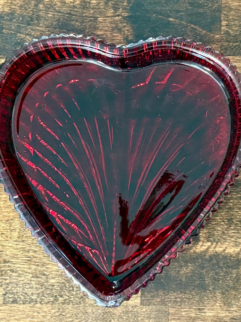 Shannon Crystal by Godinger "Tenderness" Ruby Red Crystal Heart Serving Tray